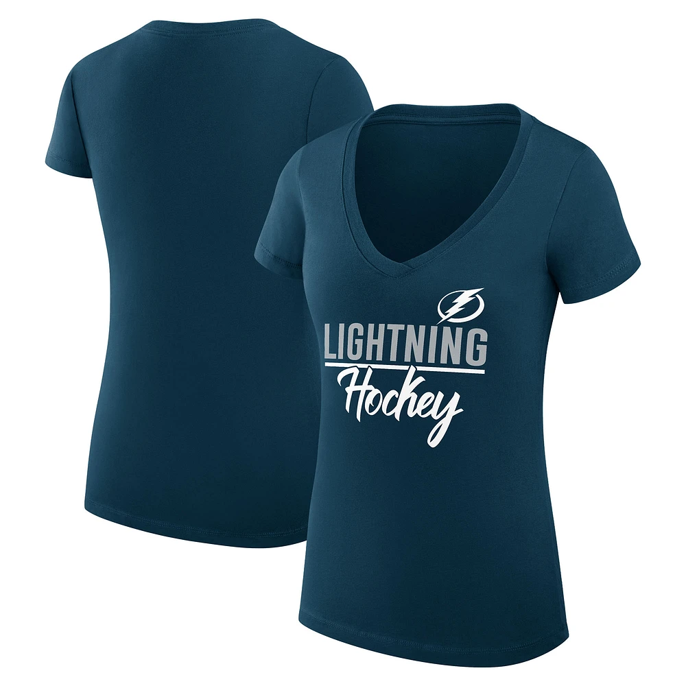 Women's G-III 4Her by Carl Banks Navy Tampa Bay Lightning Super-Slim Fit Lightweight Graphic T-Shirt