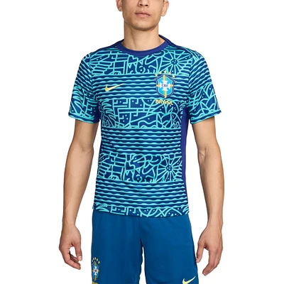 Men's Nike Blue Brazil National Team 2024 Academy Pro Pre-Match Top