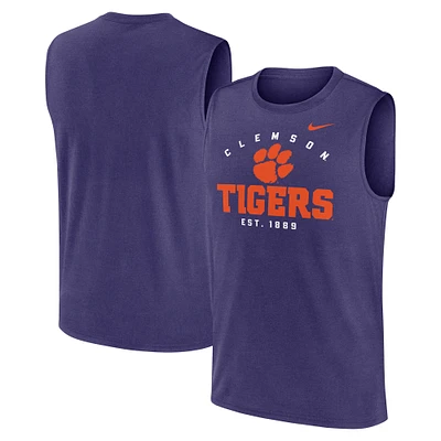 Men's Nike Purple Clemson Tigers Primetime Legend Mascot Lock Up Performance Muscle Tank Top