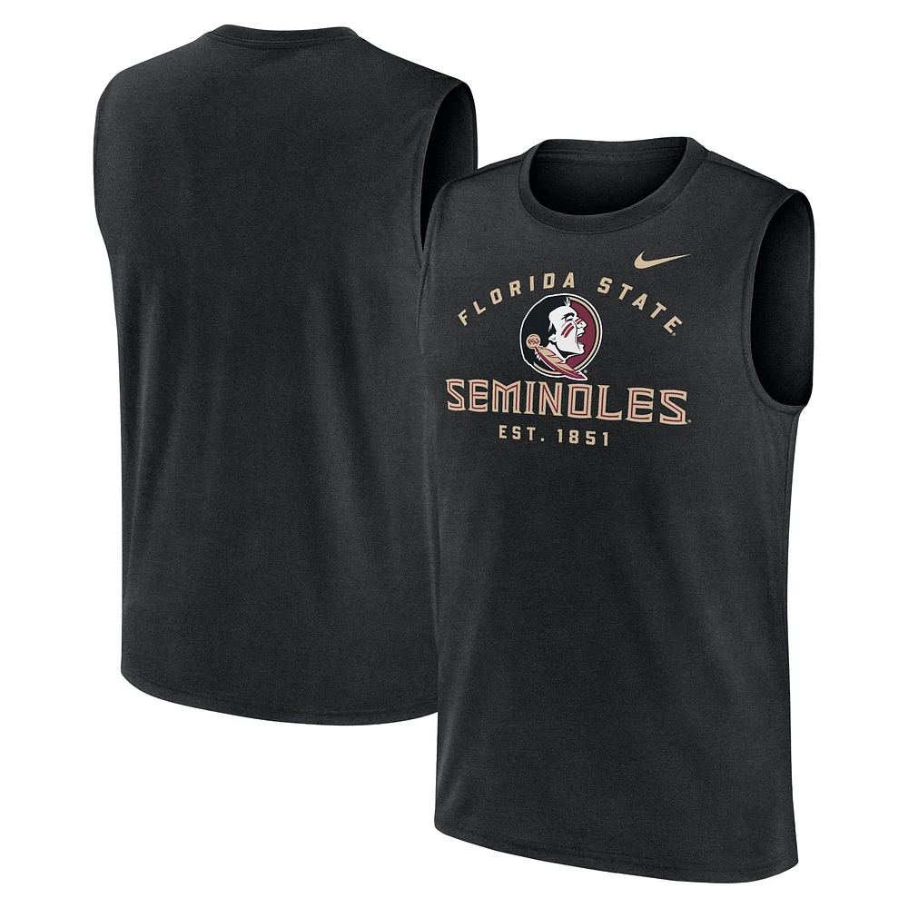 Men's Nike Black Florida State Seminoles Primetime Legend Mascot Lock Up Performance Muscle Tank Top