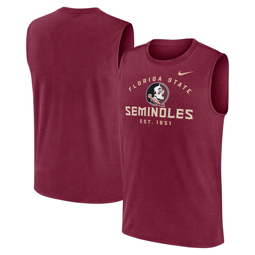 Men's Nike Garnet Florida State Seminoles Primetime Legend Mascot Lock Up Performance Muscle Tank Top