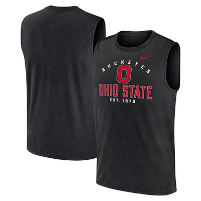 Men's Nike Black Ohio State Buckeyes Primetime Legend Mascot Lock Up Performance Muscle Tank Top