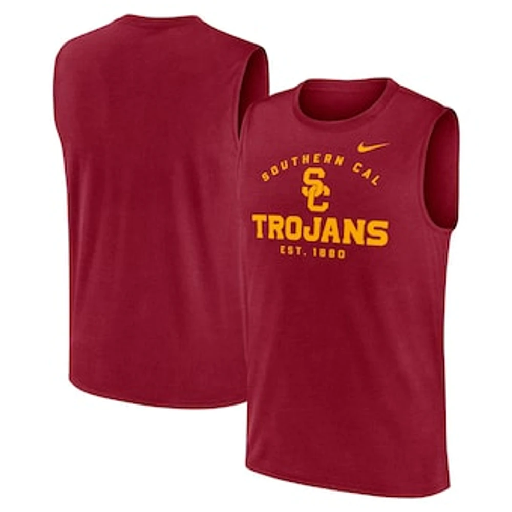 Men's Nike Cardinal USC Trojans Primetime Legend Mascot Lock Up Performance Muscle Tank Top
