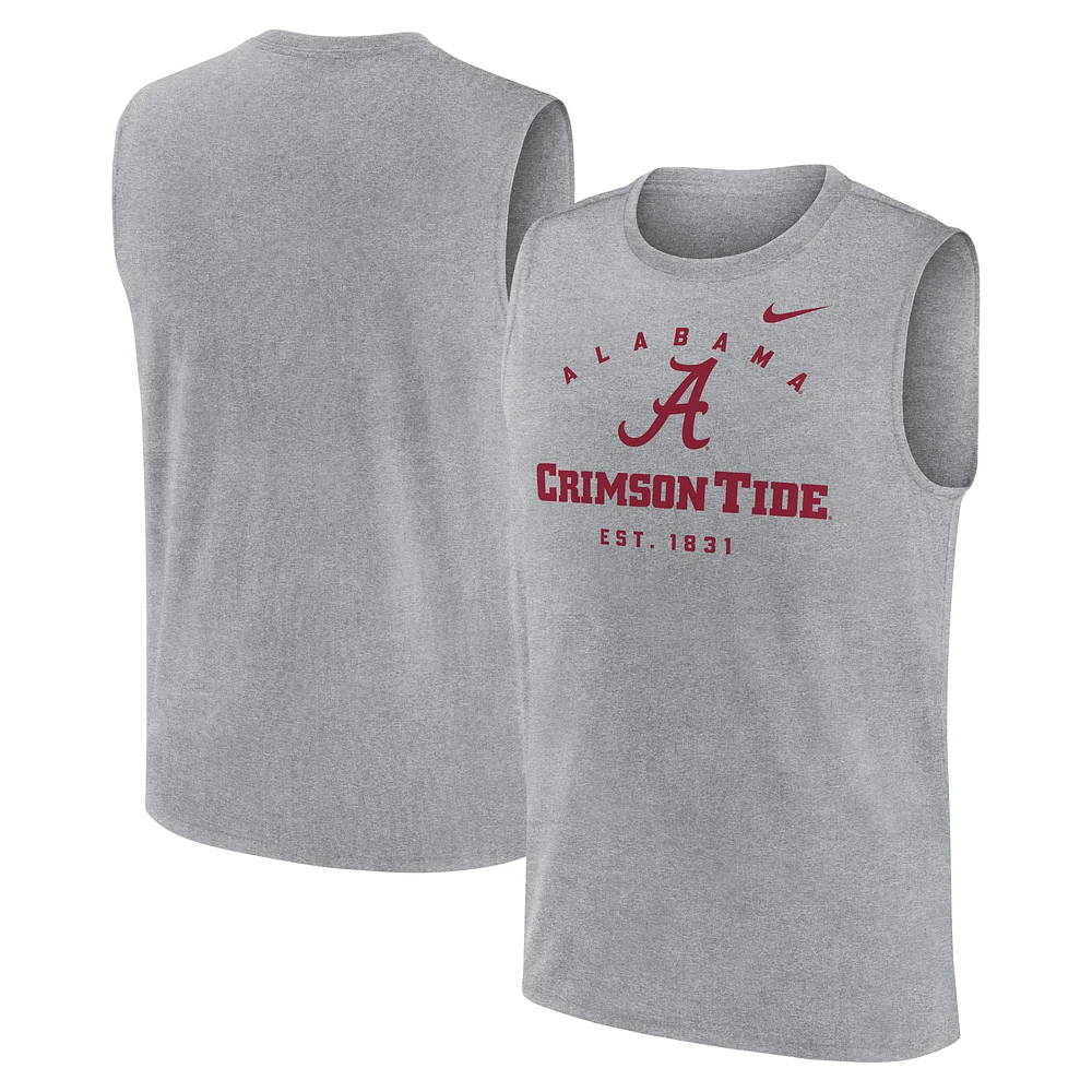 Men's Nike Heather Gray Alabama Crimson Tide Primetime Legend Mascot Lock Up Performance Muscle Tank Top