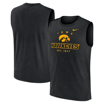 Men's Nike Black Iowa Hawkeyes Primetime Legend Mascot Lock Up Performance Muscle Tank Top