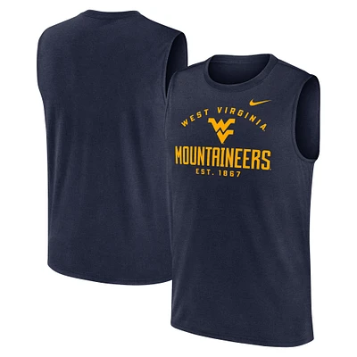 Men's Nike Navy West Virginia Mountaineers Primetime Legend Mascot Lock Up Performance Muscle Tank Top