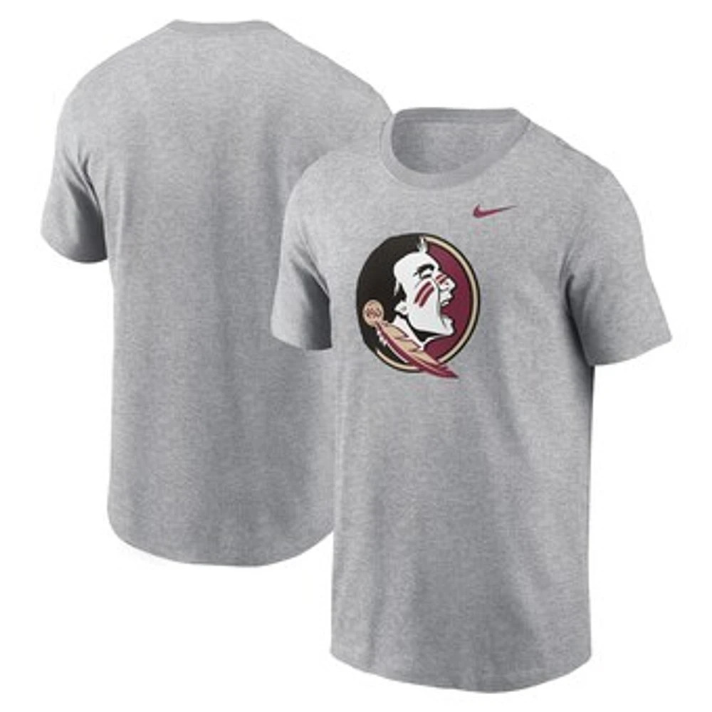 Men's Nike Heather Gray Florida State Seminoles Primetime Evergreen Logo T-Shirt