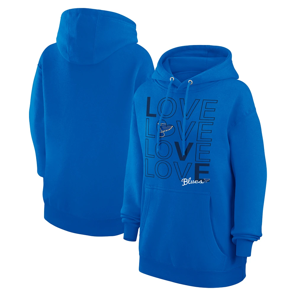 Women's G-III 4Her by Carl Banks Blue St. Louis Blues Hockey Love Fleece Pullover Hoodie