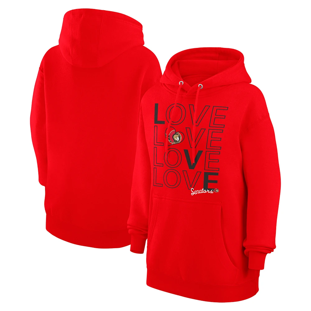 Women's G-III 4Her by Carl Banks Red Ottawa Senators Hockey Love Fleece Pullover Hoodie