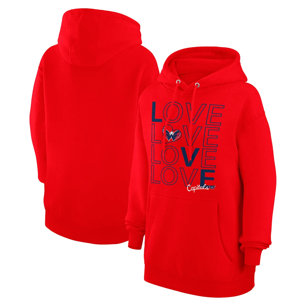 Women's G-III 4Her by Carl Banks Red Washington Capitals Hockey Love Fleece Pullover Hoodie