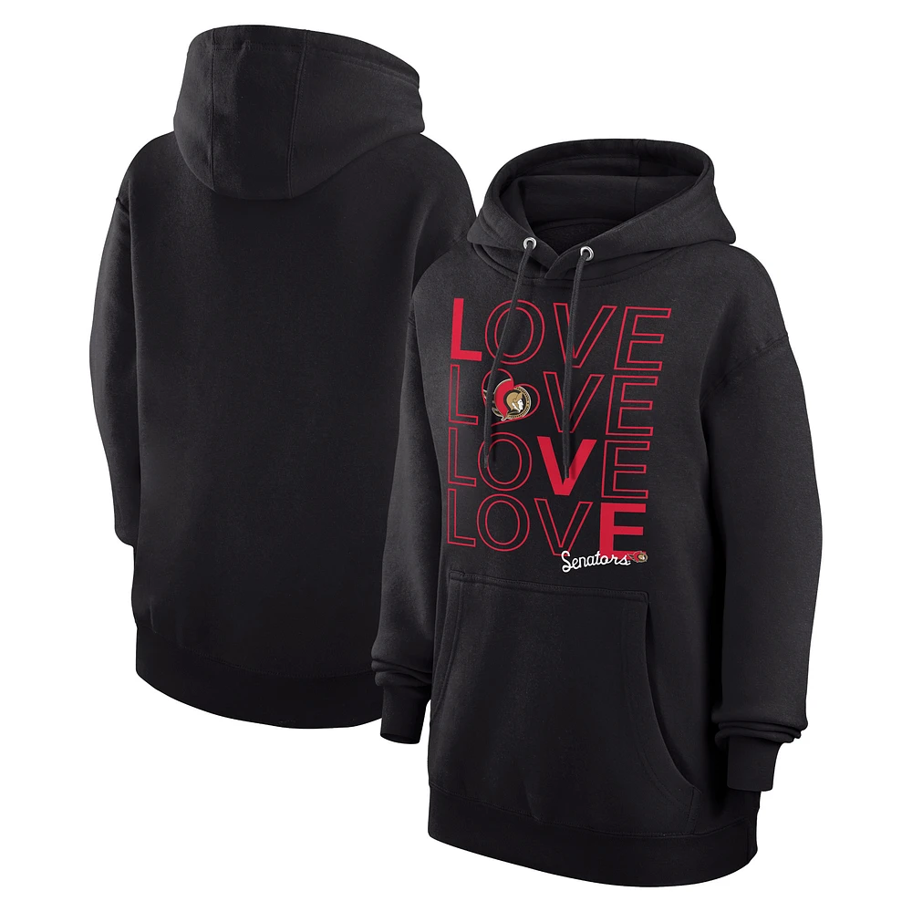 Women's G-III 4Her by Carl Banks Black Ottawa Senators Hockey Love Fleece Pullover Hoodie