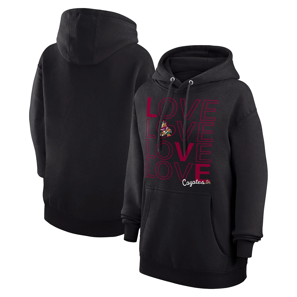 Women's G-III 4Her by Carl Banks Black Arizona Coyotes Hockey Love Fleece Pullover Hoodie