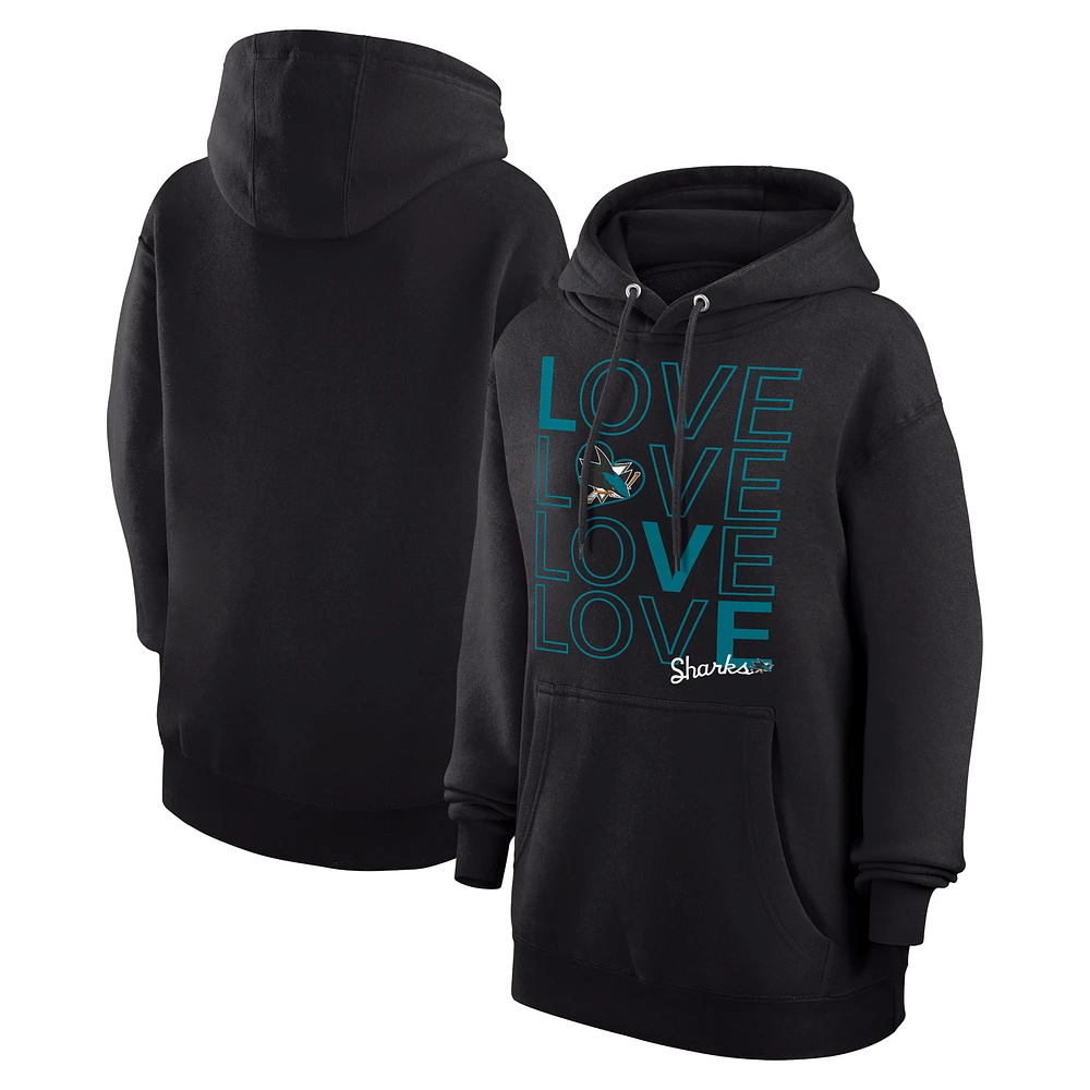 Women's G-III 4Her by Carl Banks Black San Jose Sharks Hockey Love Fleece Pullover Hoodie