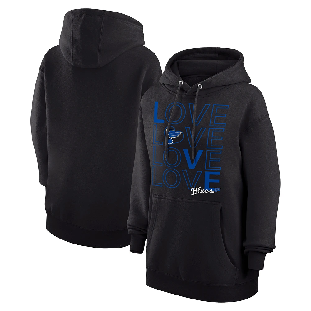 Women's G-III 4Her by Carl Banks Black St. Louis Blues Hockey Love Fleece Pullover Hoodie