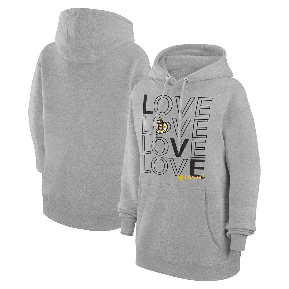 Women's G-III 4Her by Carl Banks Gray Boston Bruins Hockey Love Fleece Pullover Hoodie