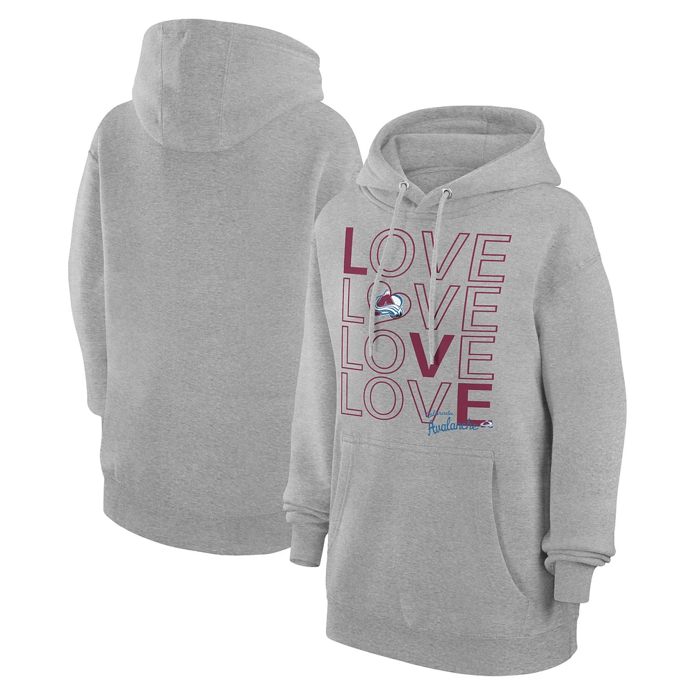 Women's G-III 4Her by Carl Banks Gray Colorado Avalanche Hockey Love Fleece Pullover Hoodie