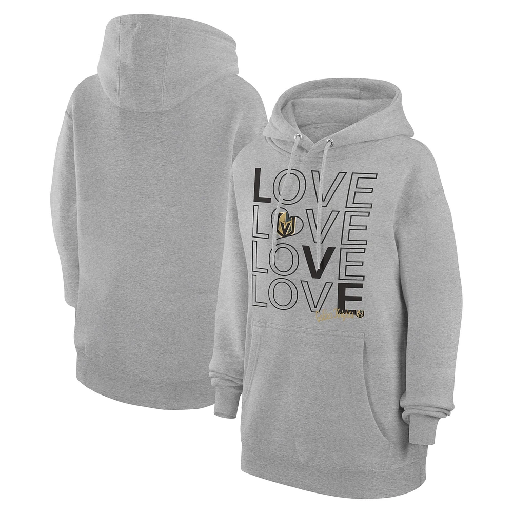 Women's G-III 4Her by Carl Banks Gray Vegas Golden Knights Hockey Love Fleece Pullover Hoodie