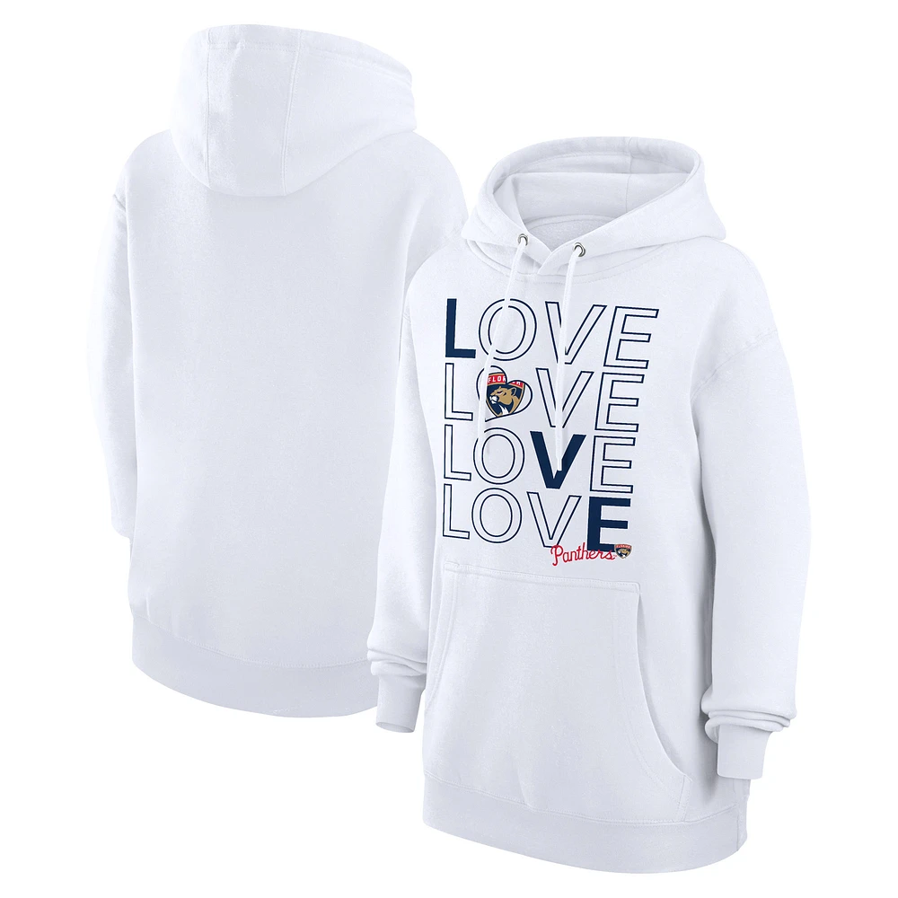 Women's G-III 4Her by Carl Banks White Florida Panthers Hockey Love Fleece Pullover Hoodie