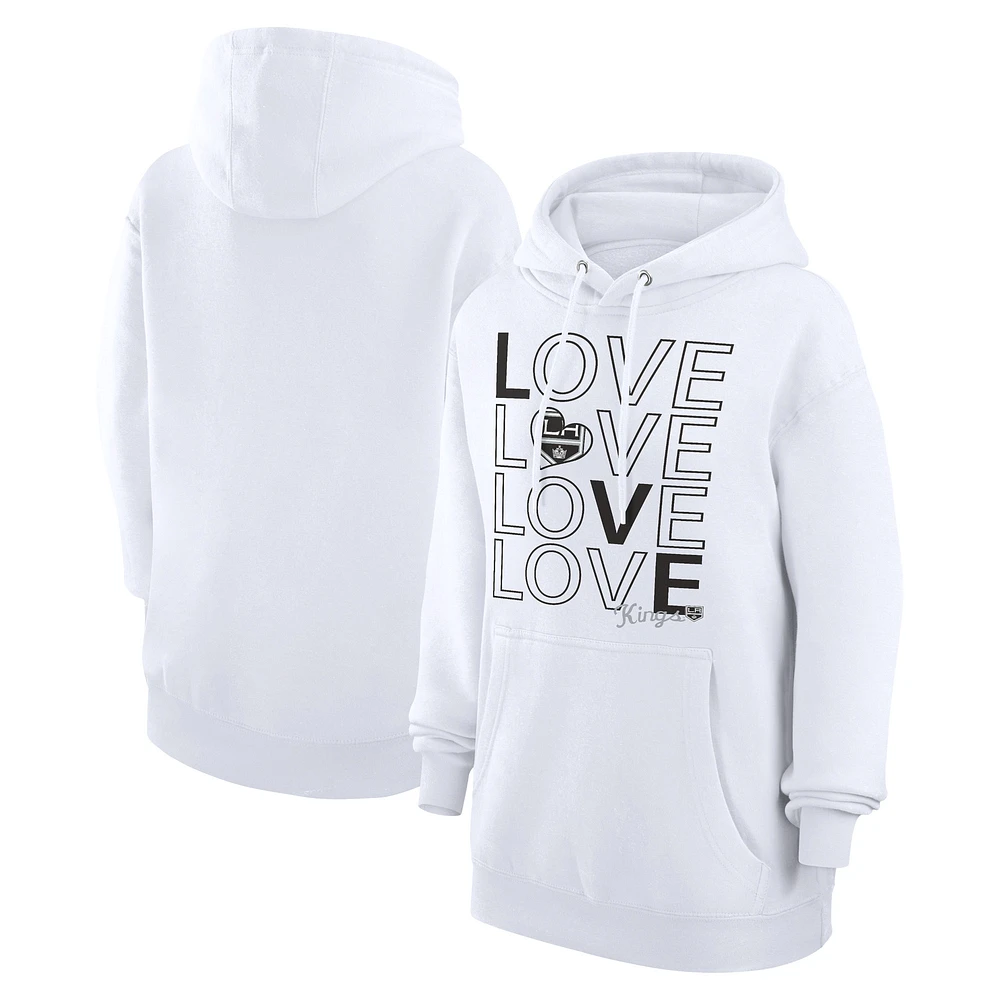 Women's G-III 4Her by Carl Banks White Los Angeles Kings Hockey Love Fleece Pullover Hoodie