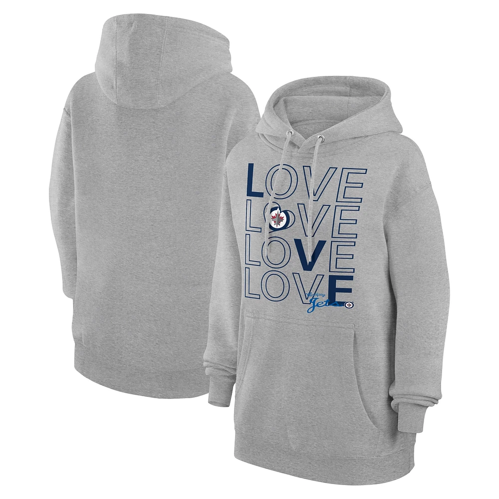 Women's G-III 4Her by Carl Banks Winnipeg Jets Hockey Love Fleece Pullover Hoodie