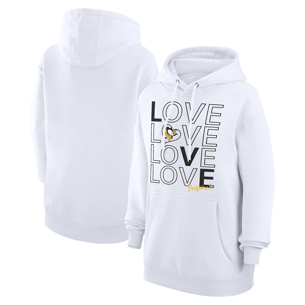 Women's G-III 4Her by Carl Banks White Pittsburgh Penguins Hockey Love Fleece Pullover Hoodie