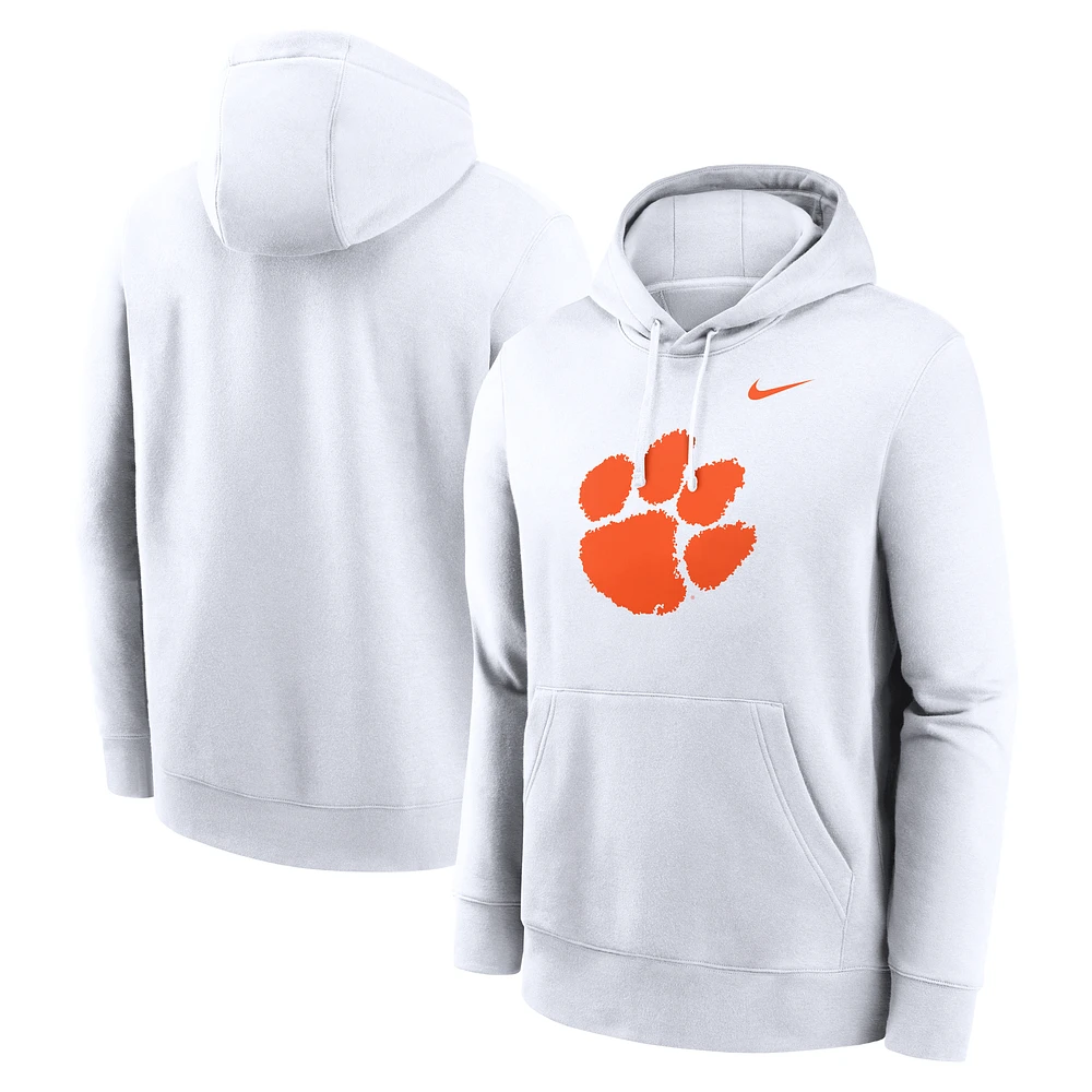 Men's Nike White Clemson Tigers Primetime Club Fleece Pullover Hoodie