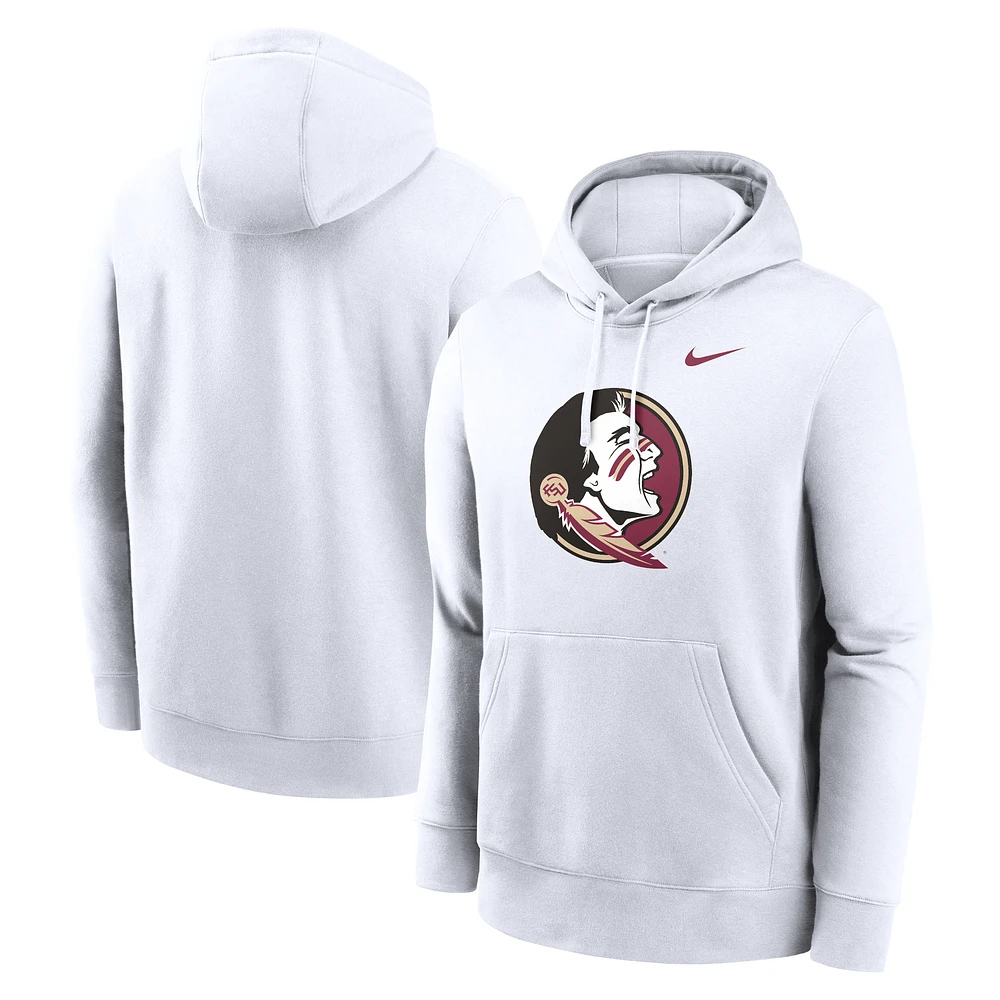 Men's Nike White Florida State Seminoles Primetime Club Fleece Pullover Hoodie