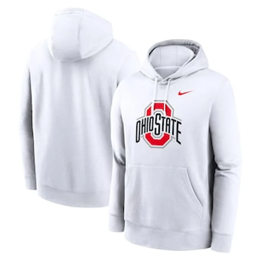 Men's Nike White Ohio State Buckeyes Primetime Club Fleece Pullover Hoodie