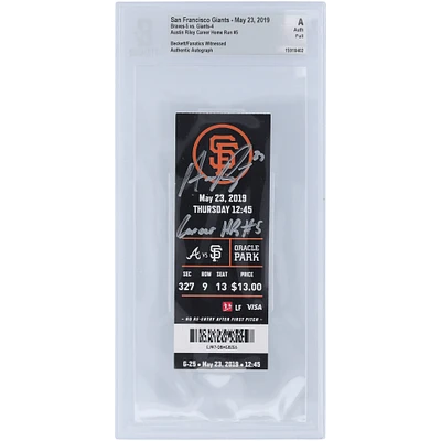 Austin Riley Atlanta Braves Autographed Ticket with "Career HR #5" Inscription - BAS Authenticated