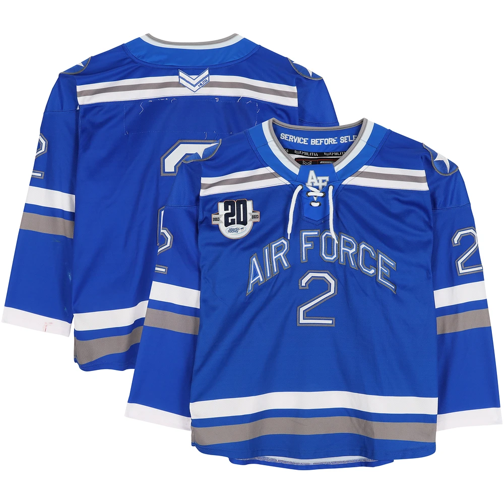 Air Force Falcons Team-Issued #2 Blue Jersey with 20th Anniversary Patch from the Hockey Program