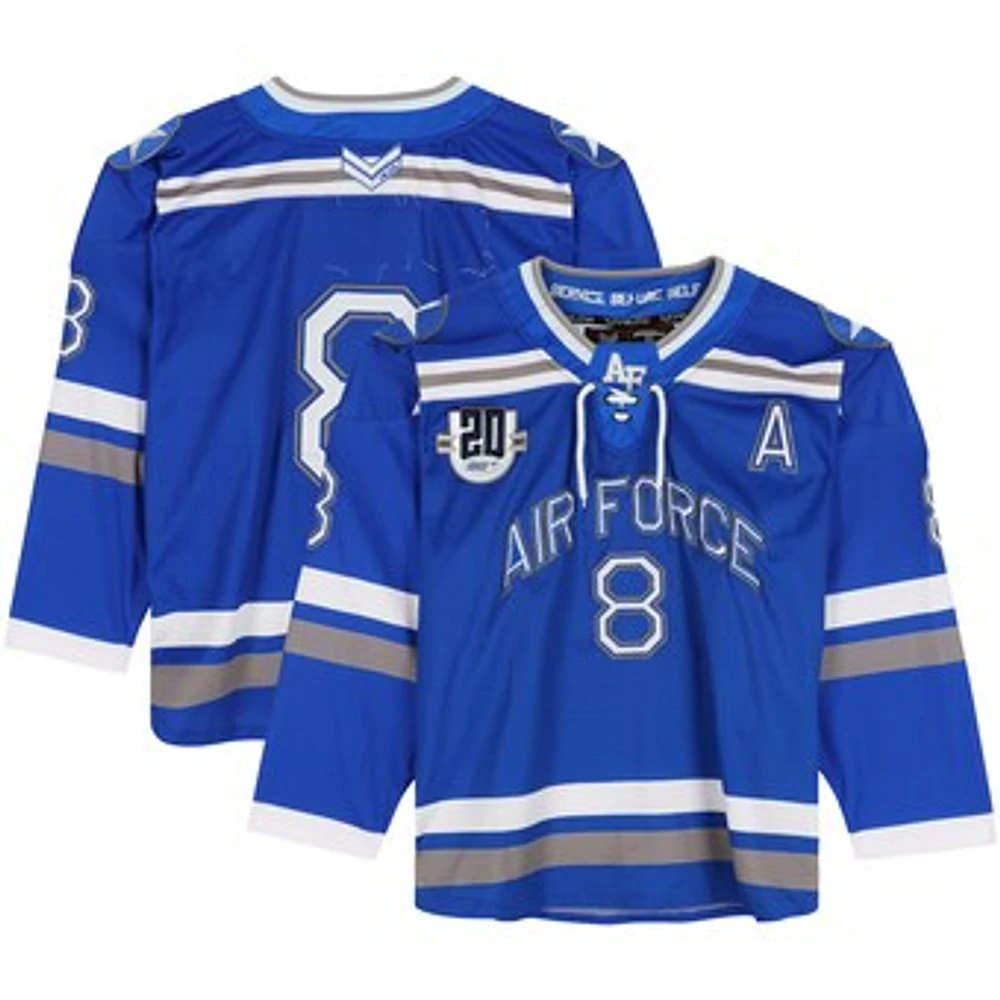 Air Force Falcons Team-Issued #8 Blue Jersey with 20th Anniversary Patch from the Hockey Program