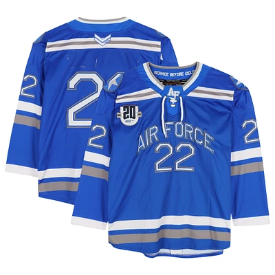 Air Force Falcons Team-Issued #22 Blue Jersey with 20th Anniversary Patch from the Hockey Program
