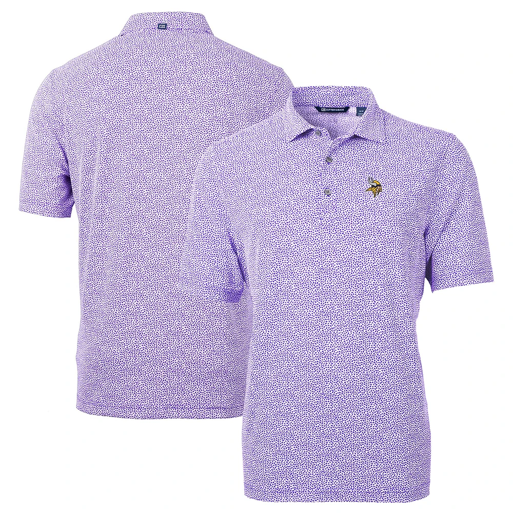 Men's Cutter & Buck Purple Minnesota Vikings Virtue Eco Pique Botanical Print Recycled Polo