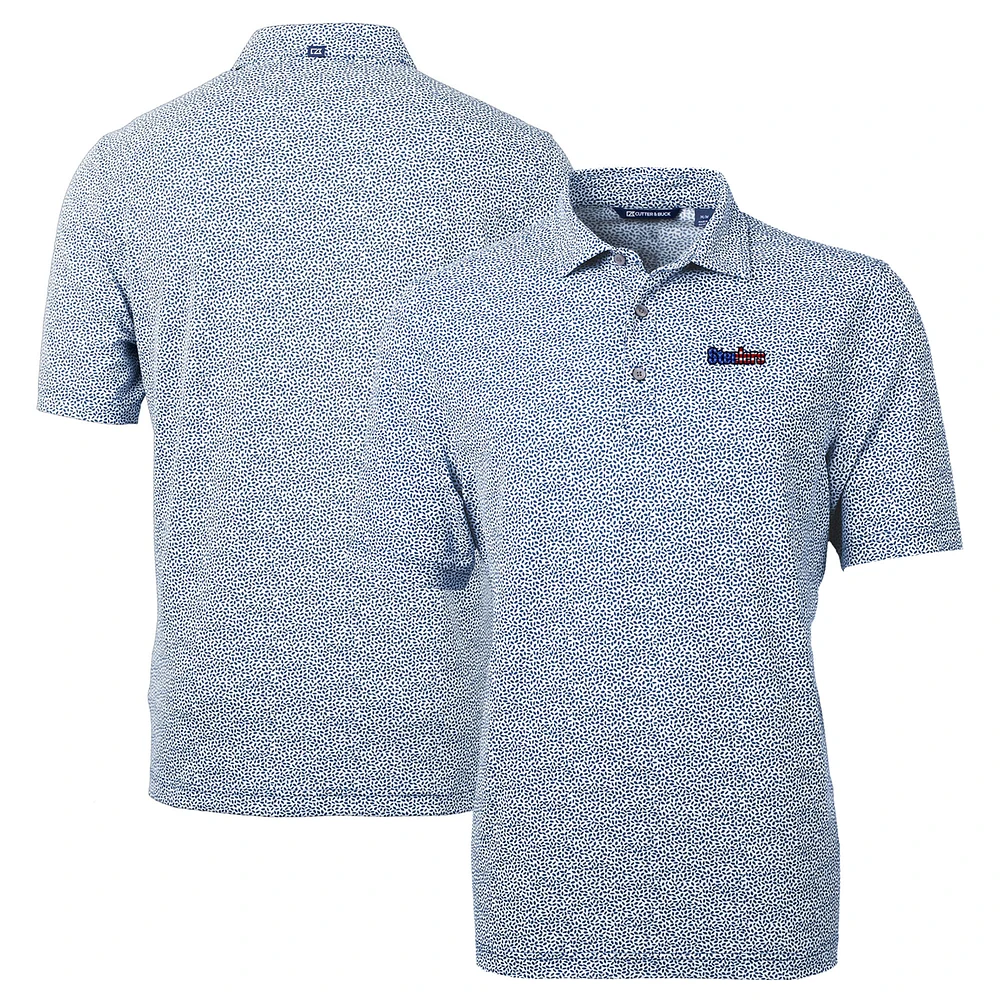 Men's Cutter & Buck Blue Pittsburgh Steelers Virtue Eco Pique Botanical Print Recycled Polo