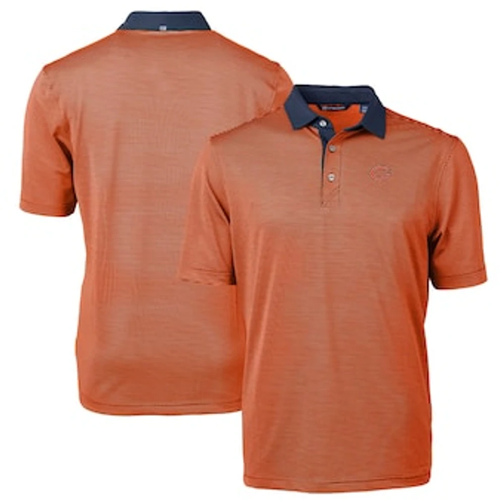 Men's Cutter & Buck Orange/Navy Chicago Bears Virtue Eco Pique Micro Stripe Recycled Polo