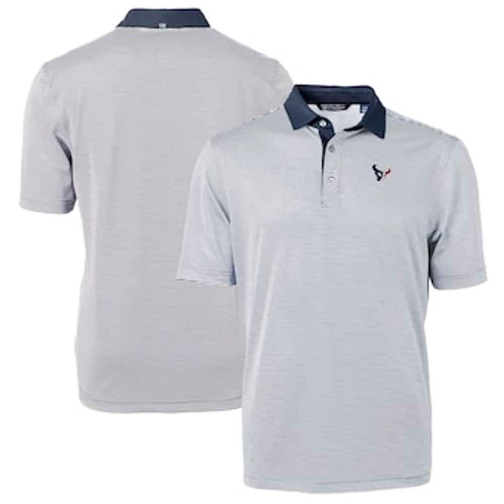 Men's Cutter & Buck Blue/White Houston Texans Virtue Eco Pique Micro Stripe Recycled Polo