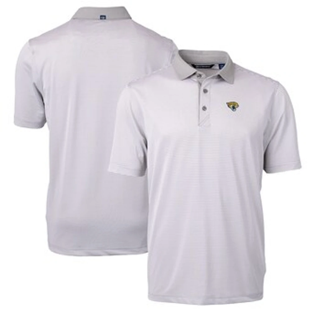 Men's Cutter & Buck Gray/White Jacksonville Jaguars Virtue Eco Pique Micro Stripe Recycled Polo