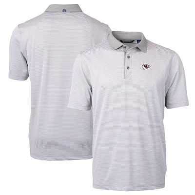 Men's Cutter & Buck Gray/White Kansas City Chiefs Virtue Eco Pique Micro Stripe Recycled Polo