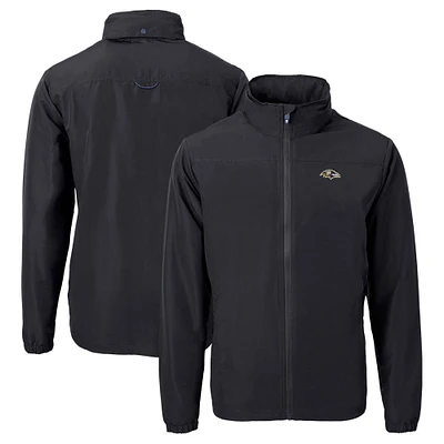 Men's Cutter & Buck Black Baltimore Ravens Charter Eco Recycled Full-Zip Jacket