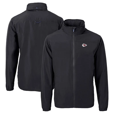 Men's Cutter & Buck Black Kansas City Chiefs Charter Eco Recycled Full-Zip Jacket
