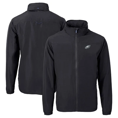 Men's Cutter & Buck Black Philadelphia Eagles Charter Eco Recycled Full-Zip Jacket