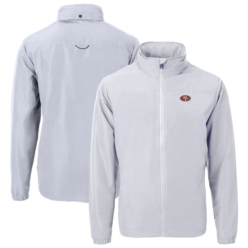 Men's Cutter & Buck Gray San Francisco 49ers Charter Eco Recycled Full-Zip Jacket