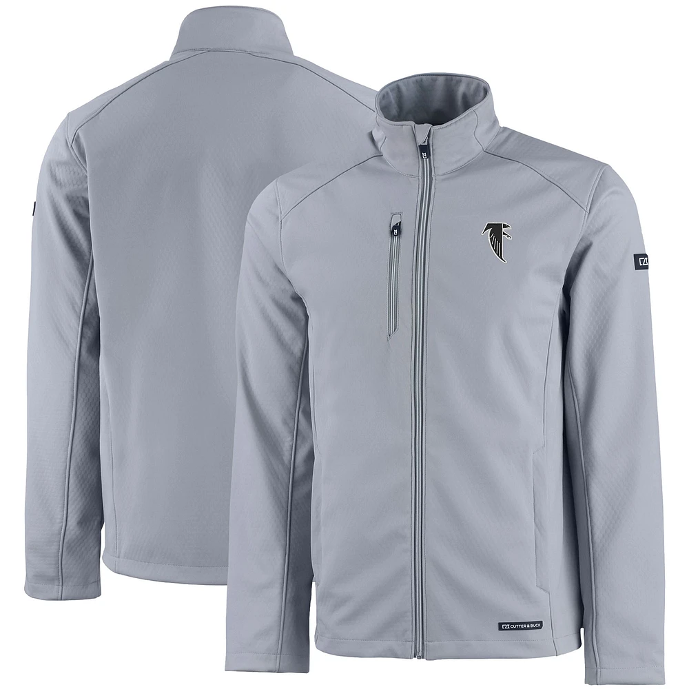 Men's Cutter & Buck Gray Atlanta Falcons Evoke Eco Softshell Recycled Full-Zip Jacket