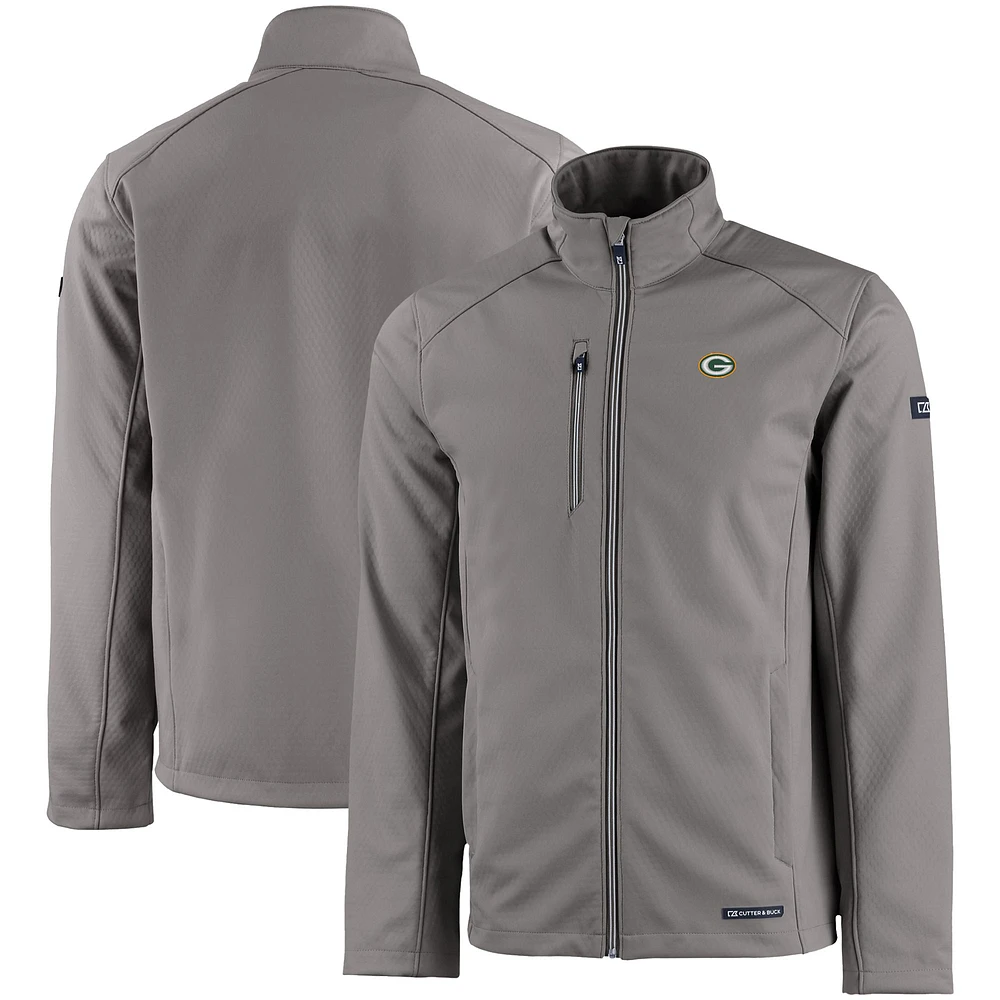 Men's Cutter & Buck Green Bay Packers Evoke Eco Softshell Recycled Full-Zip Jacket