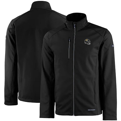 Men's Cutter & Buck Black Jacksonville Jaguars Evoke Eco Softshell Recycled Full-Zip Jacket