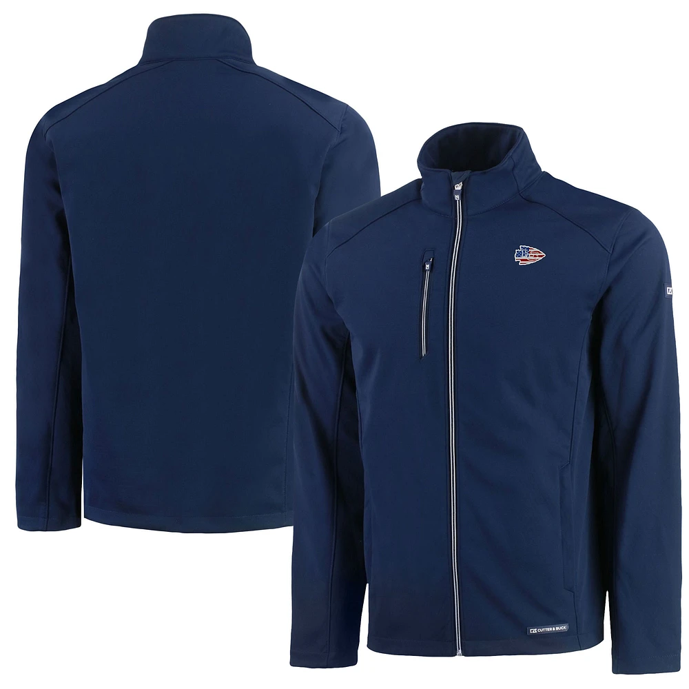 Men's Cutter & Buck Blue Kansas City Chiefs Americana Logo Evoke Eco Softshell Recycled Full-Zip Jacket