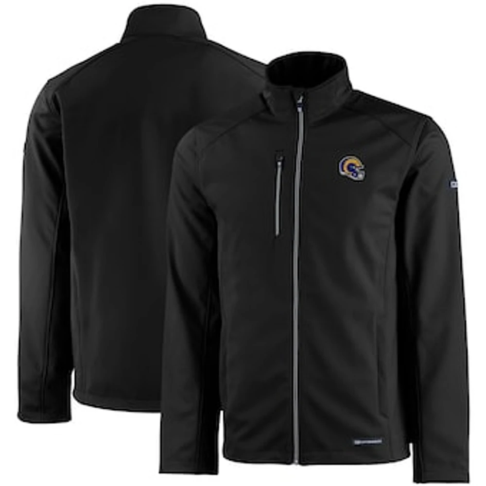 Men's Cutter & Buck Black Los Angeles Rams Evoke Eco Softshell Recycled Full-Zip Jacket