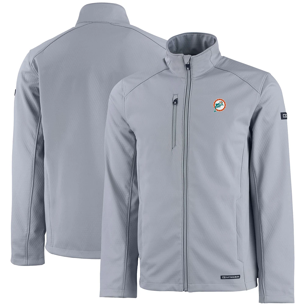 Men's Cutter & Buck Miami Dolphins Evoke Eco Softshell Recycled Full-Zip Jacket