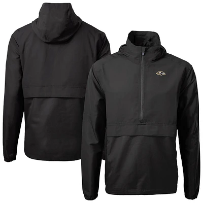 Men's Cutter & Buck Black Baltimore Ravens Charter Eco Recycled Anorak Half-Zip Jacket
