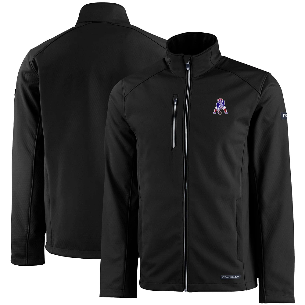 Men's Cutter & Buck Black New England Patriots Evoke Eco Softshell Recycled Full-Zip Jacket